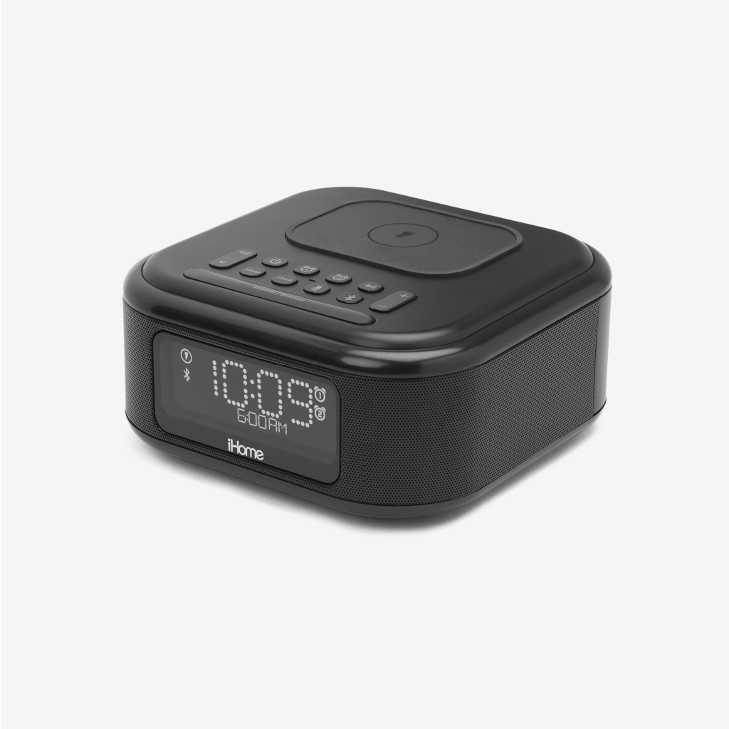 Teleadapt iHome iBTW23 Alarm Clock with Wireless Charging, Bluetooth Speaker and USB Charger